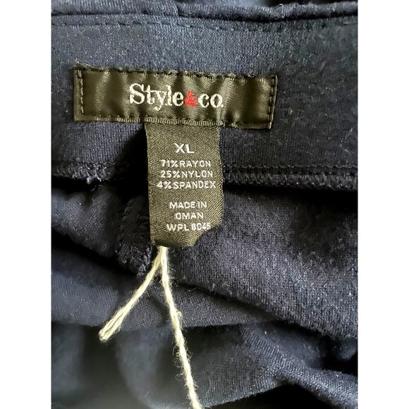 STYLE&CO, SIZE XL, STRETCH PANTS WITH BUTTON DETAILS, NAVY - Picture 3 of 3